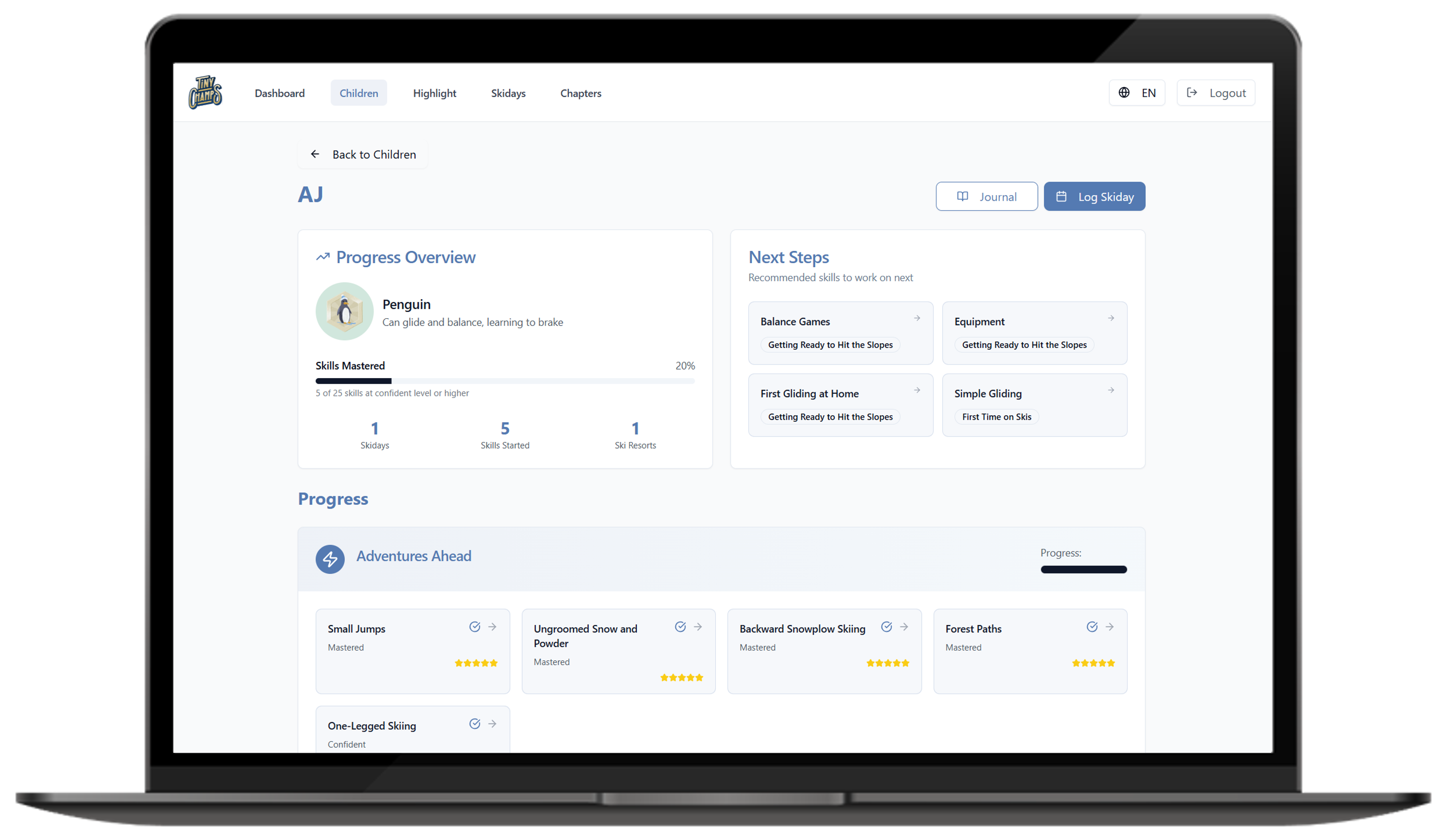Tiny Champs Learning Journal App