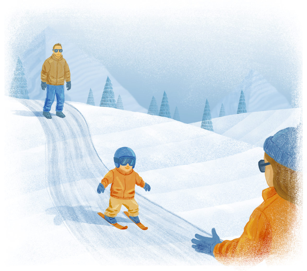 Child learning to ski